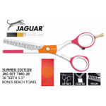 Jaguar White Line "Summer Edition" 5.5" 28 tooth thinning scissor with "Free Beach Towel".